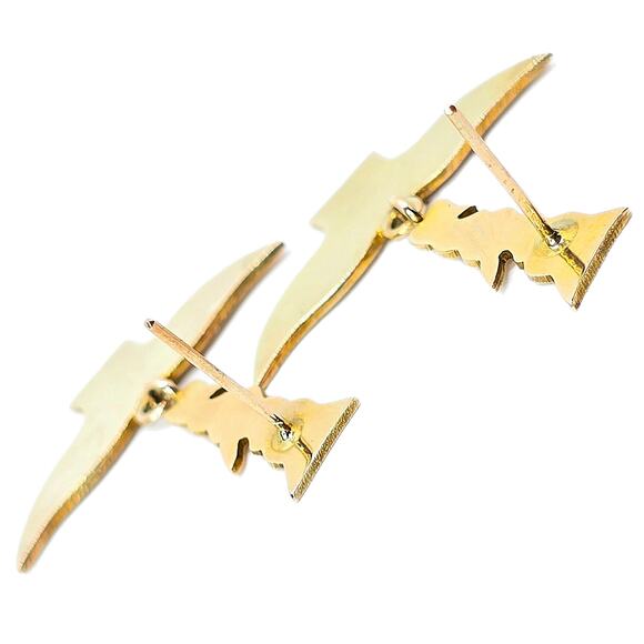 Vintage 9k Yellow Gold Over Silver Dangle Stud Whale Fin Post Sterling Earrings - Picture 9 of 10